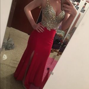 Red mermaid prom dress